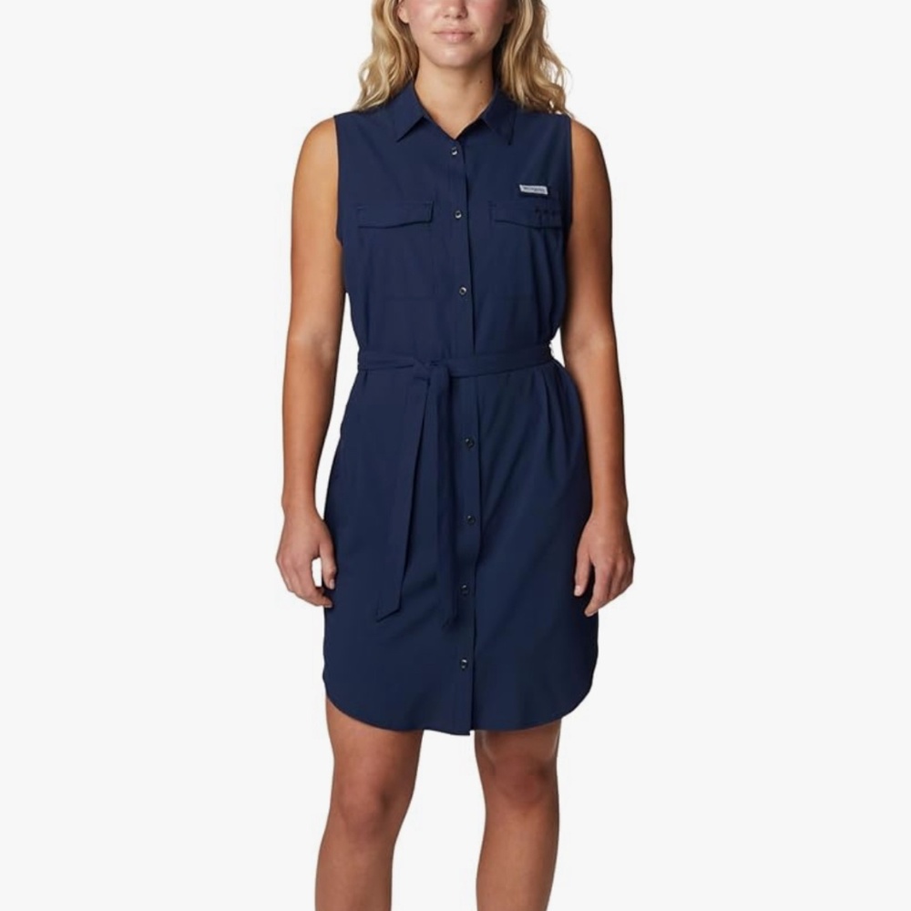 Columbia Women's Sun Drifter Woven Dress- Collegiate Navy- Size XL